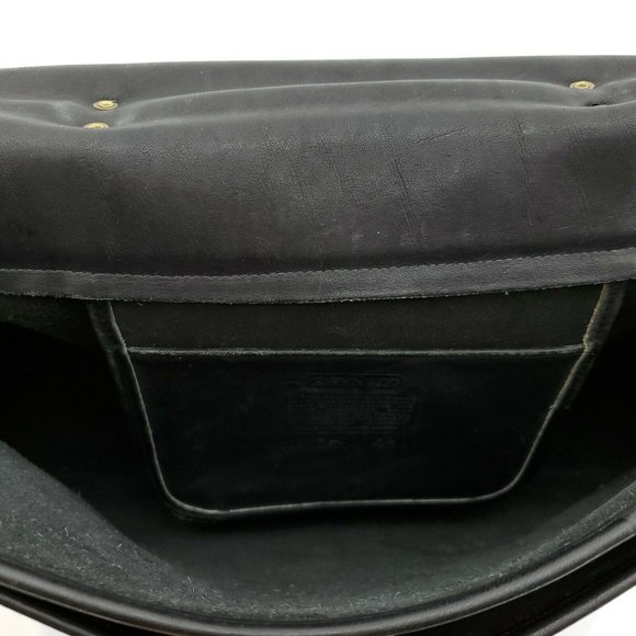 Coach Vintage 80s Genuine Black Distressed Leather Metropolitan Messenger Bag - Picture 6 of 9